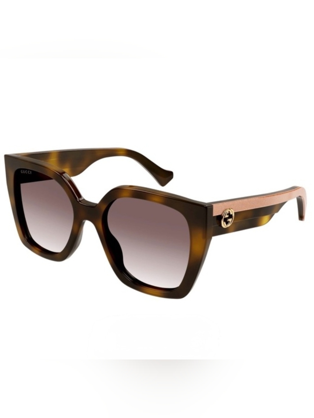 Gucci Women's Tortoiseshell Square Sunglasses with Gradient Brown Lenses